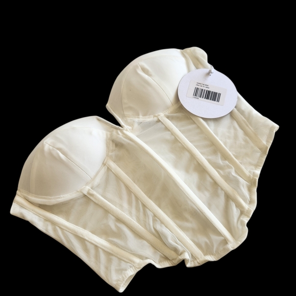 NWT Princess Polly Bustier Corset Top Ivory/White Mesh Boned Festival Top Size 6 - Picture 7 of 13